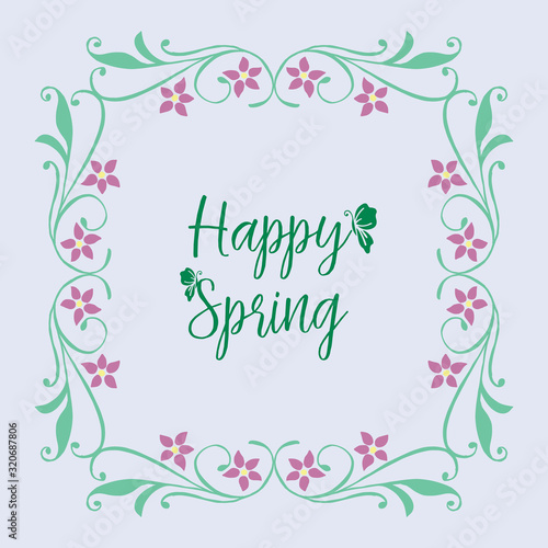 Decorative frame with unique leaves and flower, for happy spring invitation card design. Vector