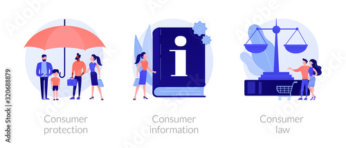 Customer rights and responsibilities. Buyer seller relationship regulations. Consumer protection, consumer information, consumer law metaphors. Vector isolated concept metaphor illustrations.