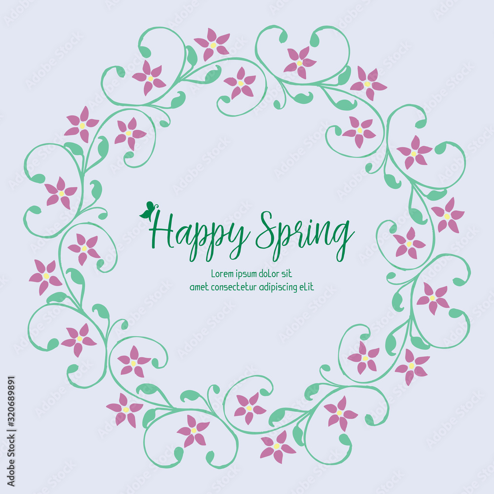 Elegant Crowd of leaf and floral frame, for happy spring greeting card design. Vector