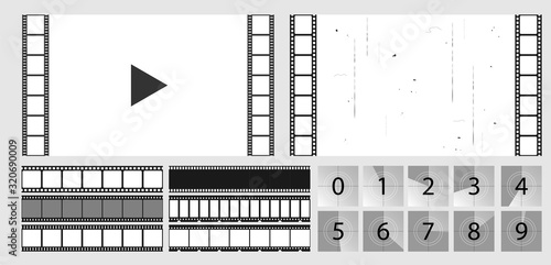 Film retro stripes collection. Countdown frame. Video frame. Vector illustration.