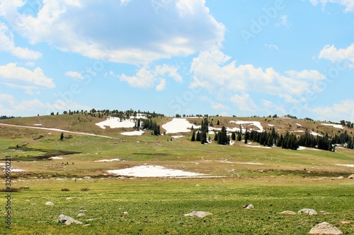 Mountain and Green Field