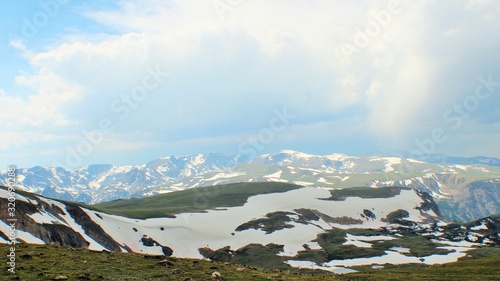 landscape with mountains and blue sky
