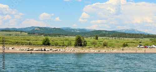 landscape with river and blue sky