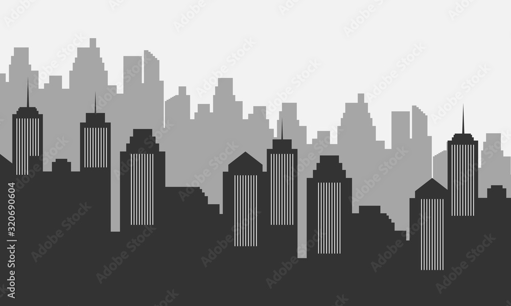 City silhouette background with many buildings mall.