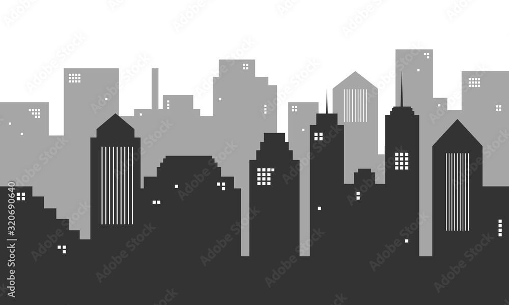Fototapeta premium City silhouette background with many buildings mension.