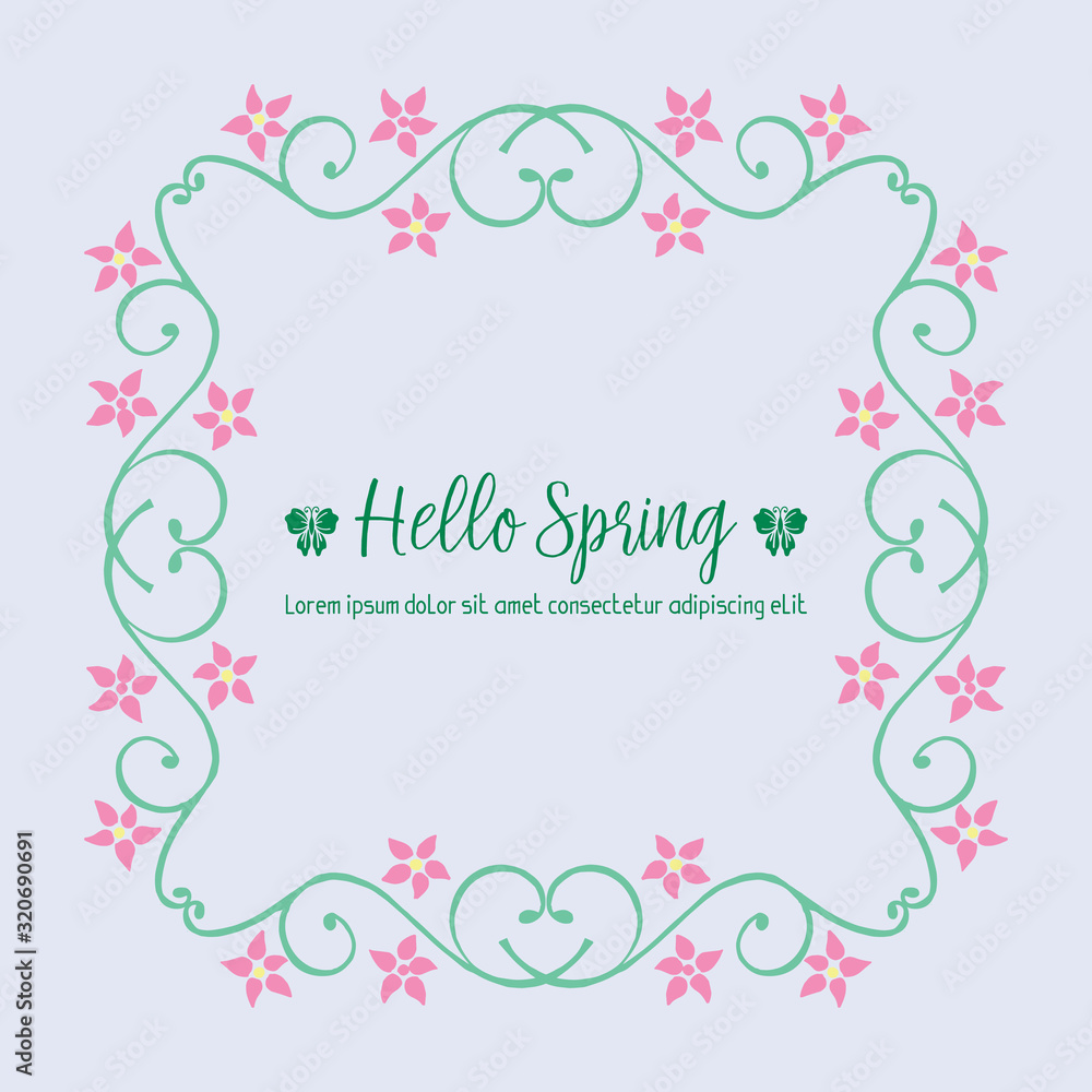 Poster wallpapers design for happy spring, with antique leaf and flower frame. Vector