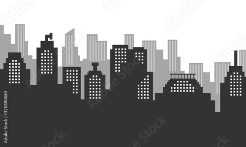 City silhouette background with many buildings mension.