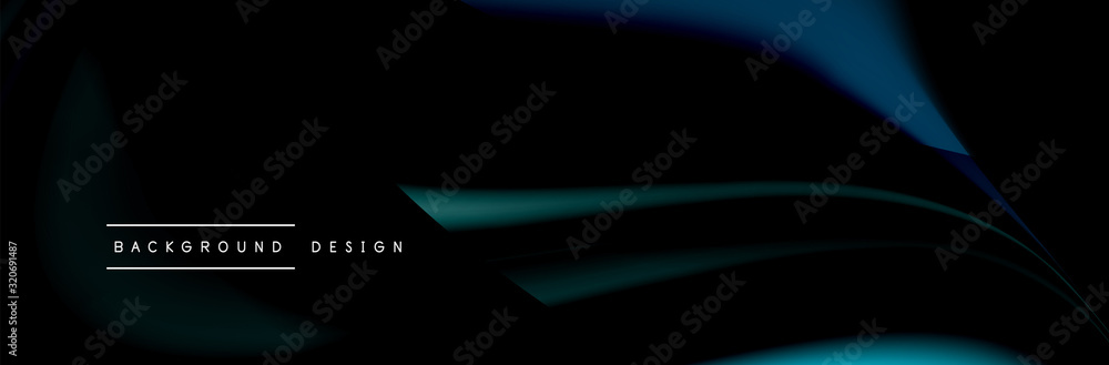 Сolorful flow poster. Wave liquid lines and shapes in black color background. Vector Illustration Сolorful flow poster. Wave liquid lines and shapes in black color background. Vector Illustration
