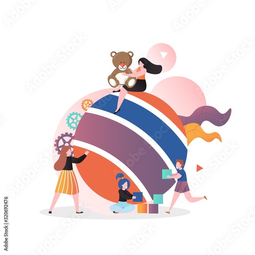 Kindergarten vector concept for web banner, website page