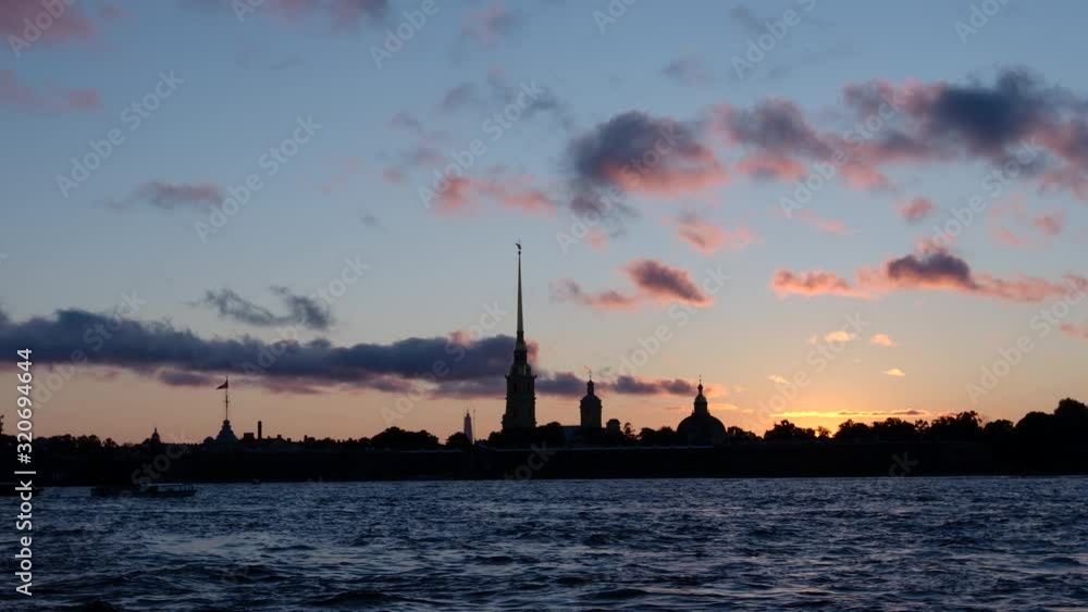 Silhouette of Famous Peter and Paul Fortress in the sunset - St. Petersburg, Russia Silhouette of Famous Peter and Paul Fortress in the sunset - St. Petersburg, Russia