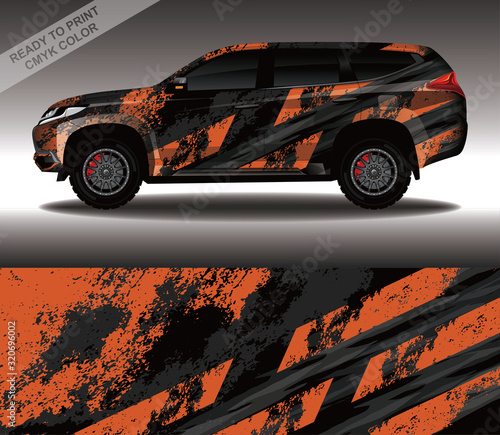 Car wrap decal design vector, custom livery race rally car vehicle sticker and tinting.