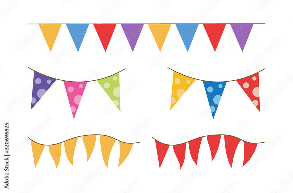 Fototapeta premium Colorful Bunting for a party on white background.