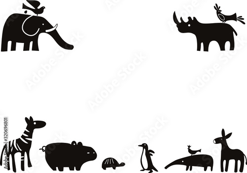 silhouettes of zoo animals