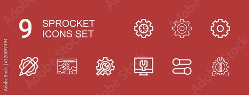 Editable 9 sprocket icons for web and mobile
