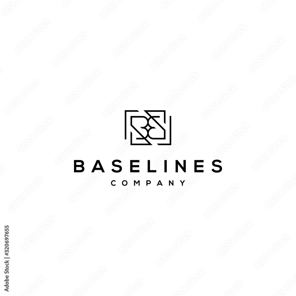 Fototapeta premium letter B with square line logo premium vector design template