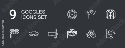 Editable 9 goggles icons for web and mobile