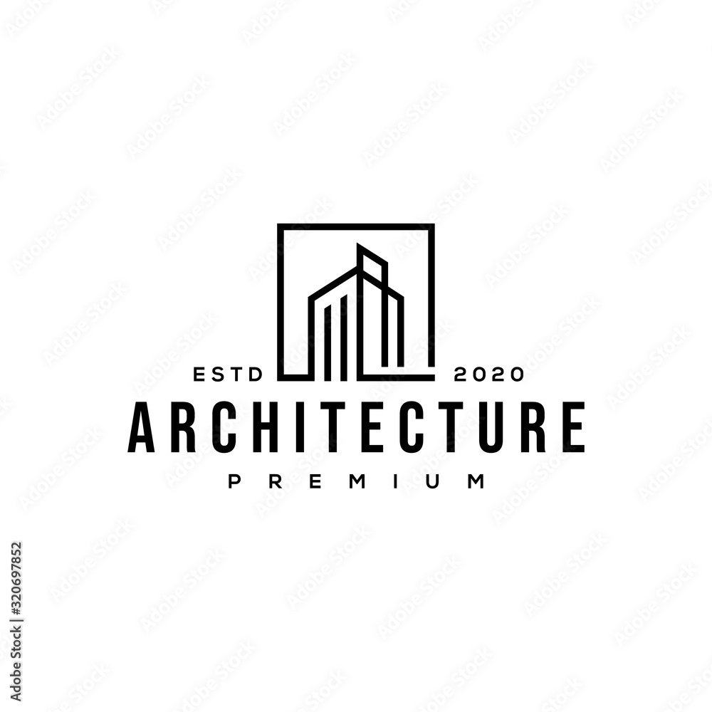 building architecture logo hipster retro vintage Premium Vector design template