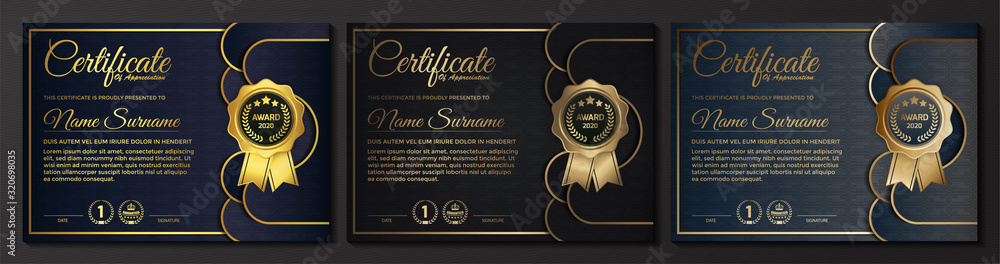 premium golden black certificate template design. premium golden black certificate template design.