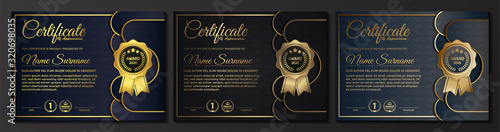 premium golden black certificate template design.	