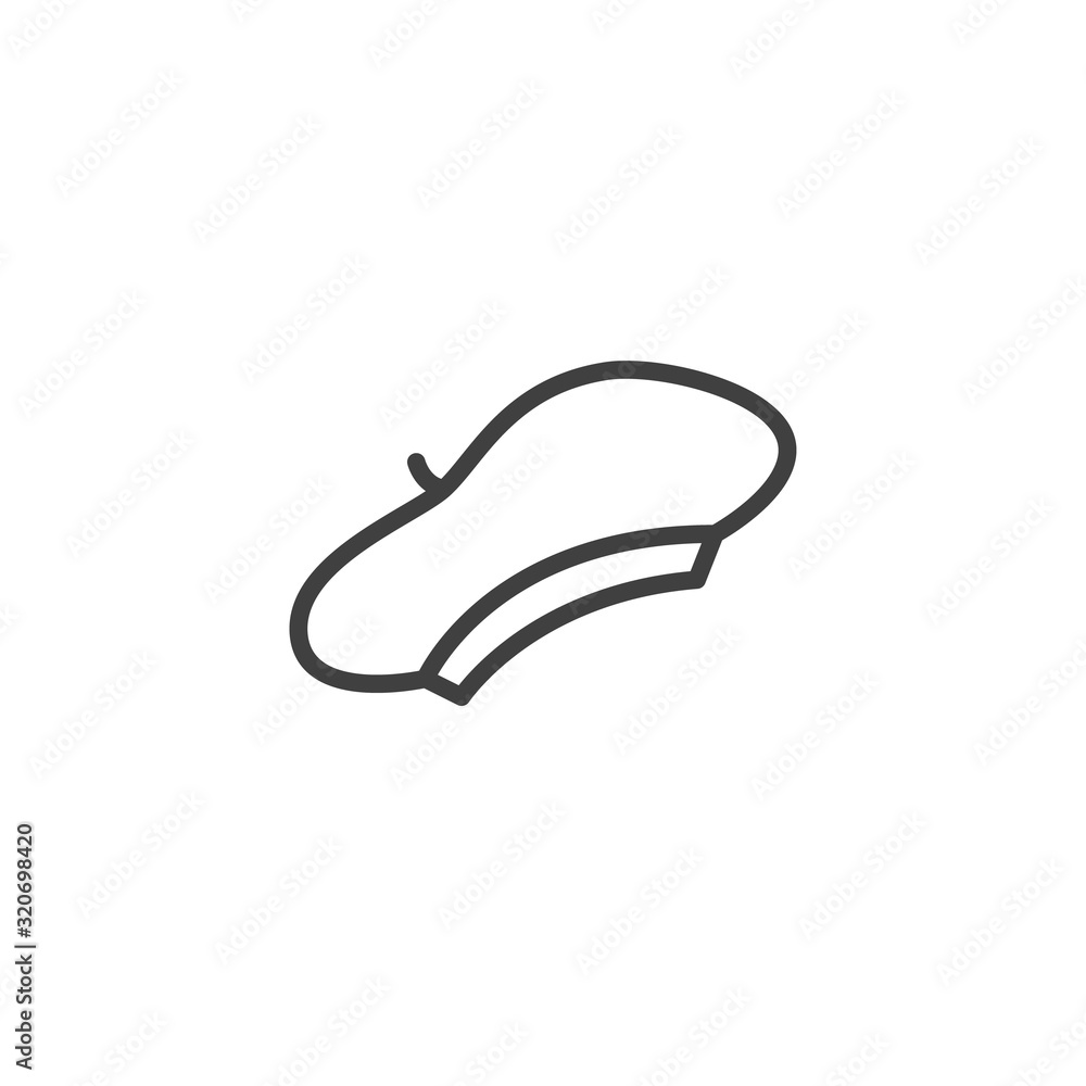 Women's headwear beret line icon. linear style sign for mobile concept and  web design. Beret cap, hat outline vector icon. Symbol, logo illustration.  Vector graphics Stock Vector | Adobe Stock