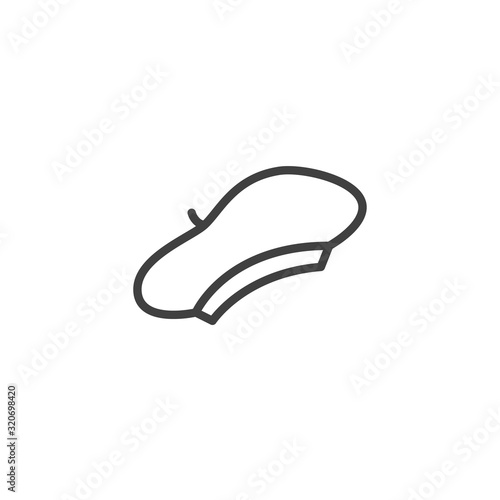 Women's headwear beret line icon. linear style sign for mobile concept and web design. Beret cap, hat outline vector icon. Symbol, logo illustration. Vector graphics