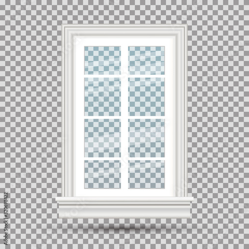 Glass Window Isolated on Transparent Background. Vector Illustration.