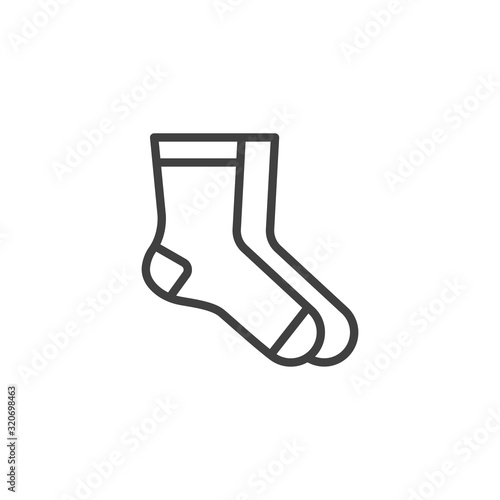 Pair of socks line icon. linear style sign for mobile concept and web design. Classic socks outline vector icon. Symbol, logo illustration. Vector graphics