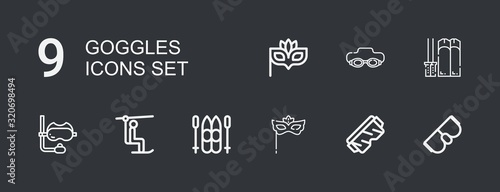 Editable 9 goggles icons for web and mobile