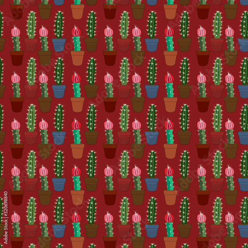 seamless tropical summer pattern with cactus and succulents. beautiful illustration for wallpapers  textile  surface texture  tile etc.
