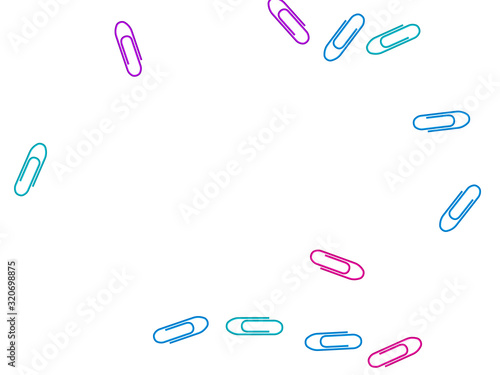 Stationary paperclips isolated on white background