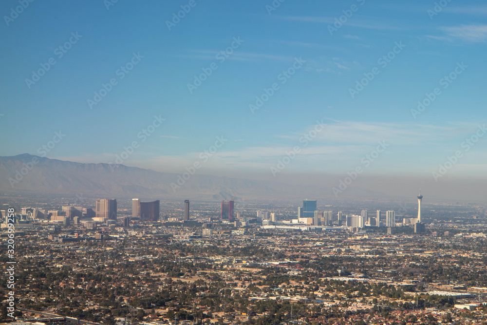 View of the city Las Vegas , USA from the airplane 