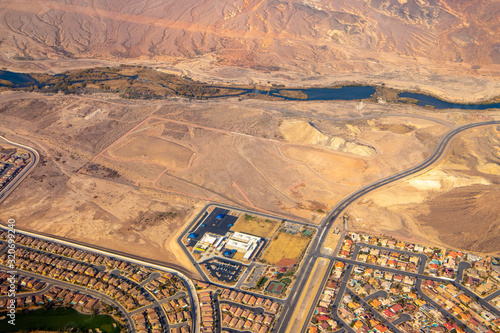 View from airplane on Earth surface.