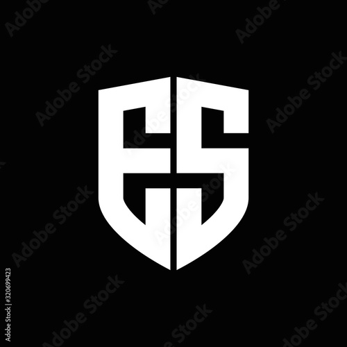 ES logo monogram with shield shape design template