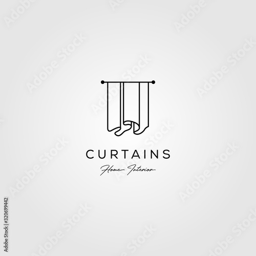 line art curtains logo simple vector illustration design