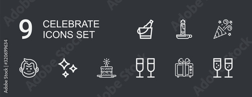 Editable 9 celebrate icons for web and mobile