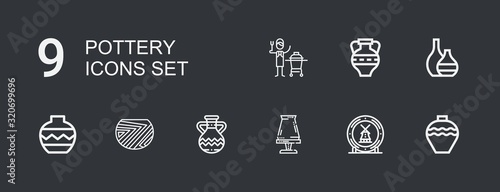 Editable 9 pottery icons for web and mobile