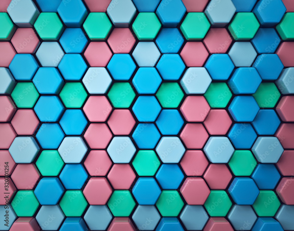 Abstract hexagon pattern background. pastel minimal colors. 3d rendering Abstract hexagon pattern background. pastel minimal colors. 3d rendering