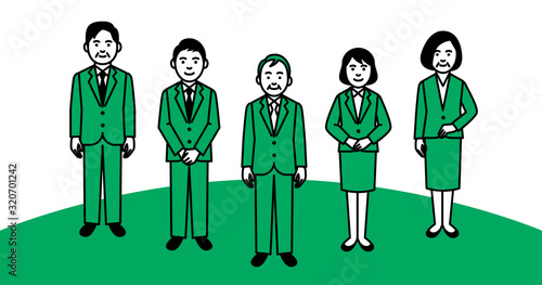Group of business people on white background. Vector illustration.