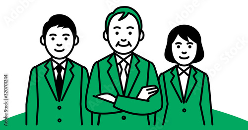 Group of business people on white background. Vector illustration.
