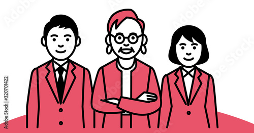 Group of business people on white background. Vector illustration.