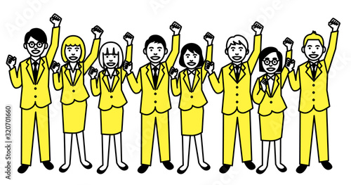 Group of business people on white background. Vector illustration.