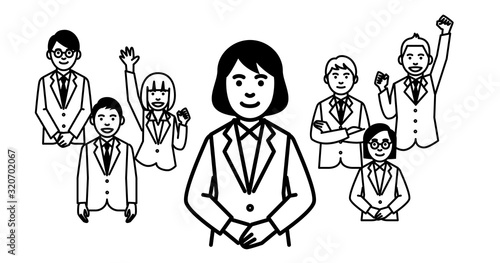 Group of business people on white background. Vector illustration.