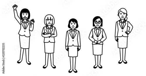 Group of business people on white background. Vector illustration.