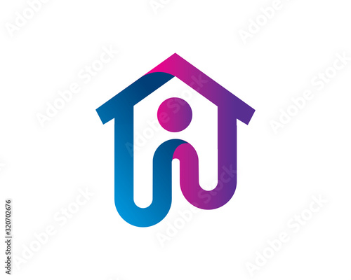 people and house logo template design, emblem, symbol or icon