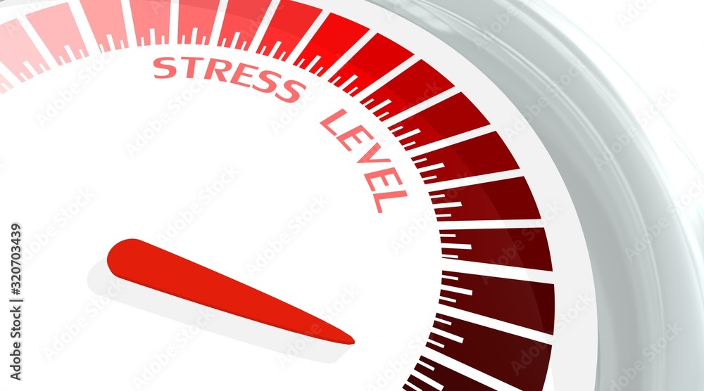 Scale with arrow. Stress level measuring device icon. Sign tachometer ...