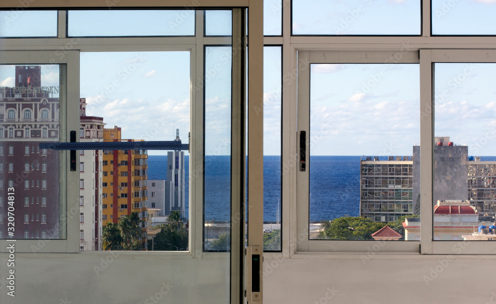 landscape through the window of a havana hotel landscape through the window of a havana hotel