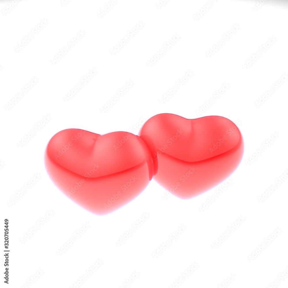 3d illustration with with hearts. 