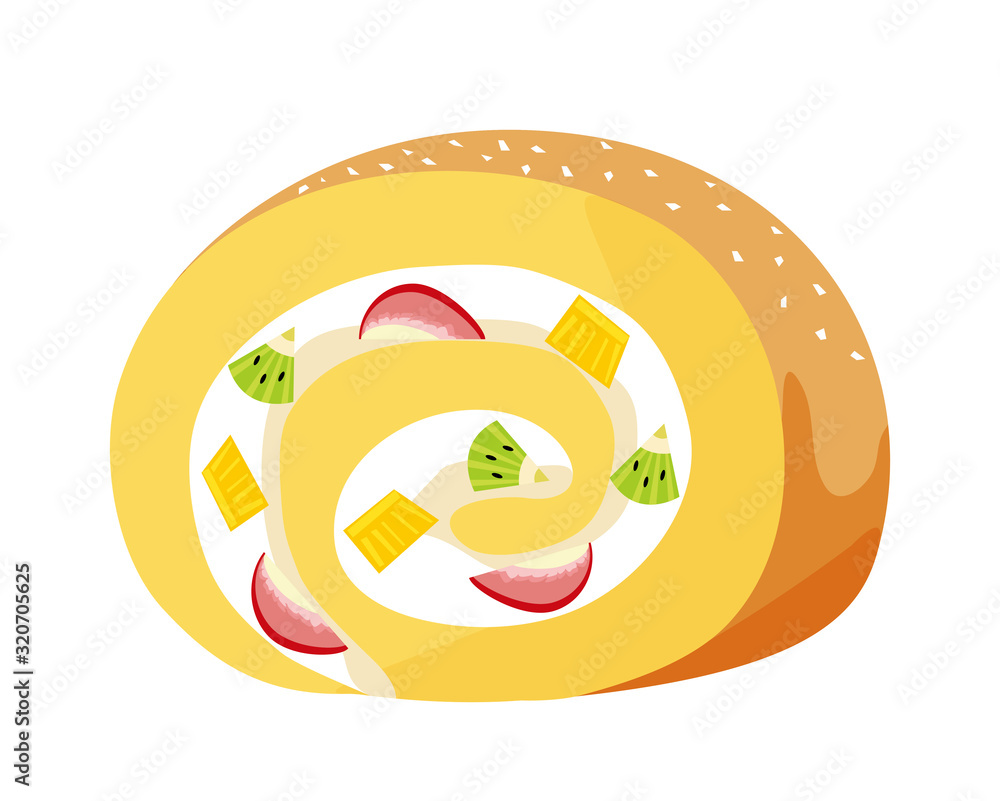 Fototapeta premium ロールケーキ 苺 生クリーム ケーキ