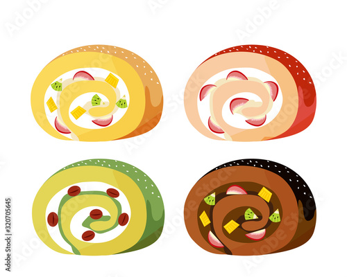 ロールケーキ　苺　生クリーム　ケーキ