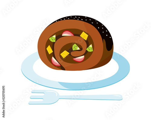 ロールケーキ　苺　生クリーム　ケーキ